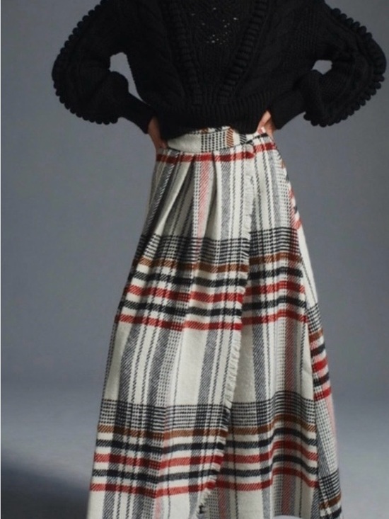 Anthropologie Dresses & Skirts - NWOT Mare Mare Anthropologie Blanket Plaid Maxi Wrap Skirt Large Cabincore